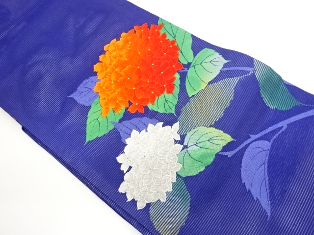 JAPANESE KIMONO / NAGOYA OBI FOR SUMMER / WOVEN HYDRENGEA